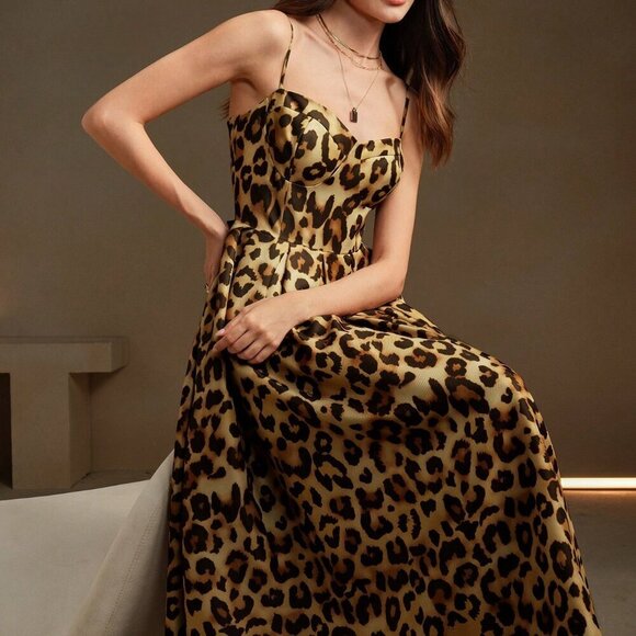 Multicolor Elegant Women's Leopard Print Dress - Picture 7 of 7